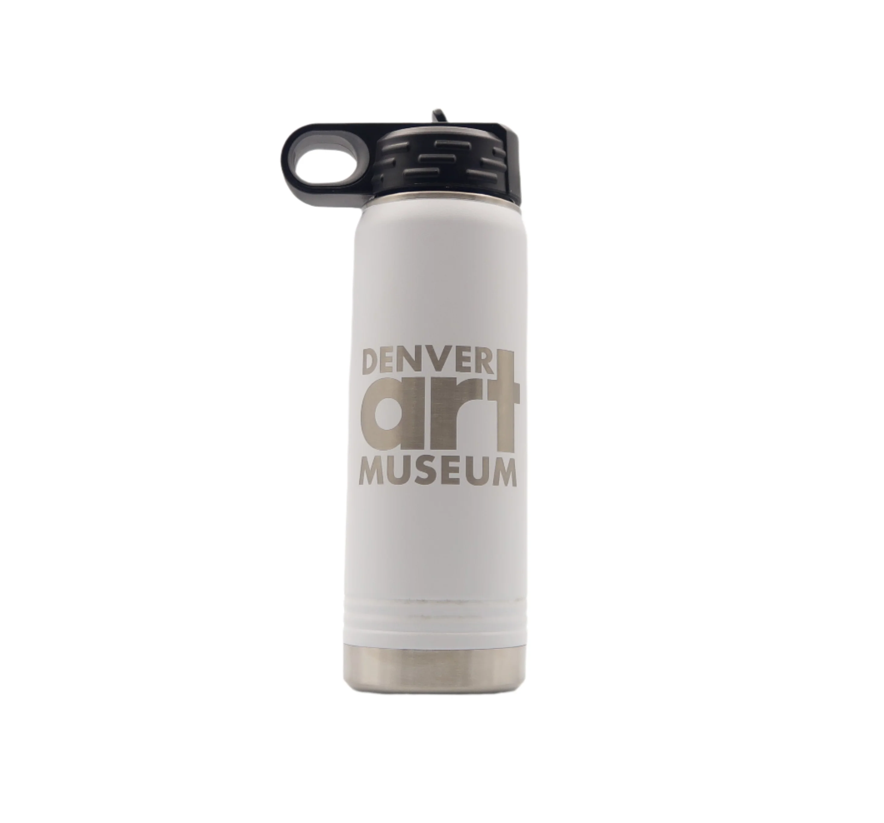 White Denver Art Museum Laser Engraved Water Bottle