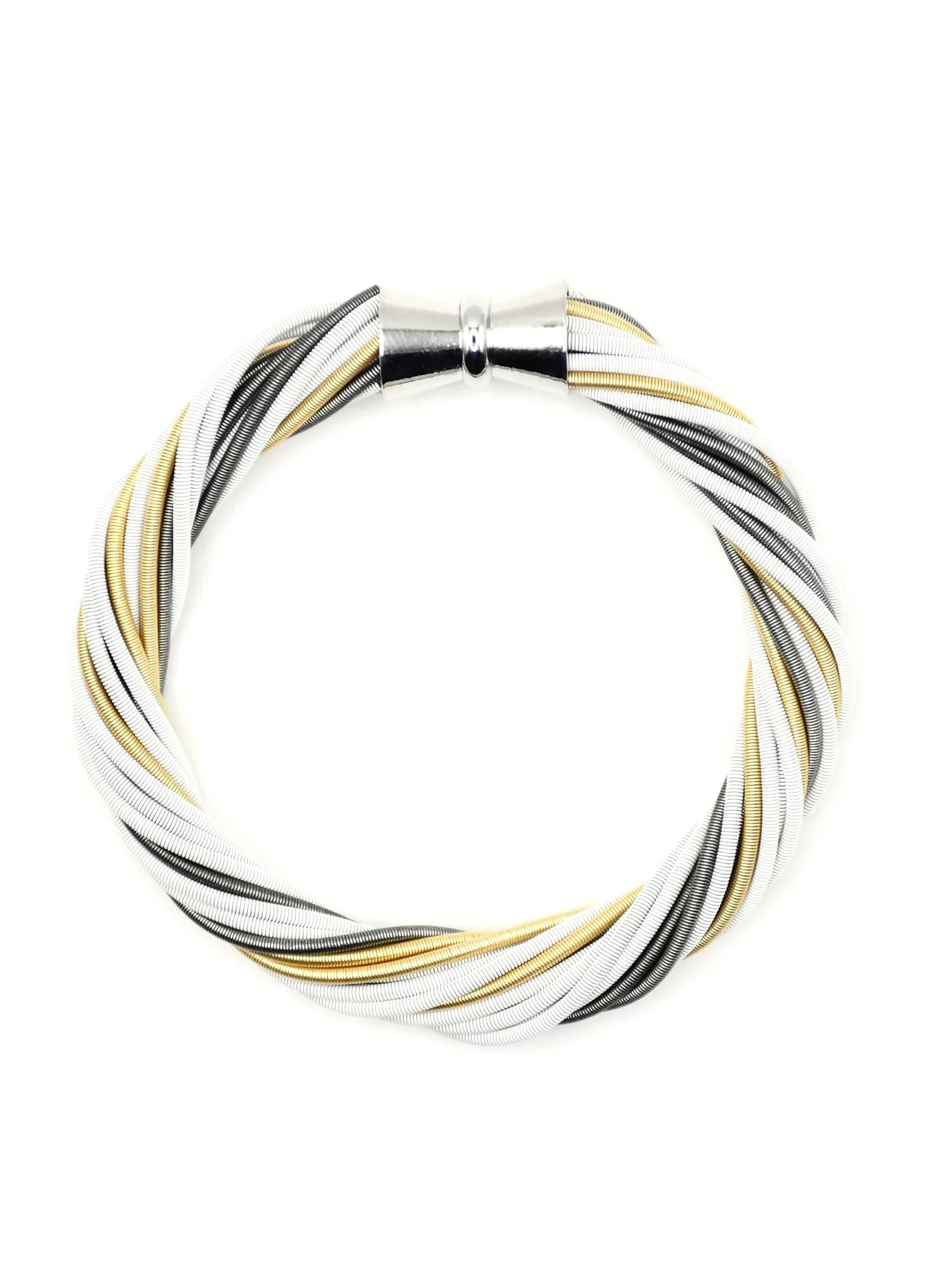 White, Gold & Slate Twist Bracelet