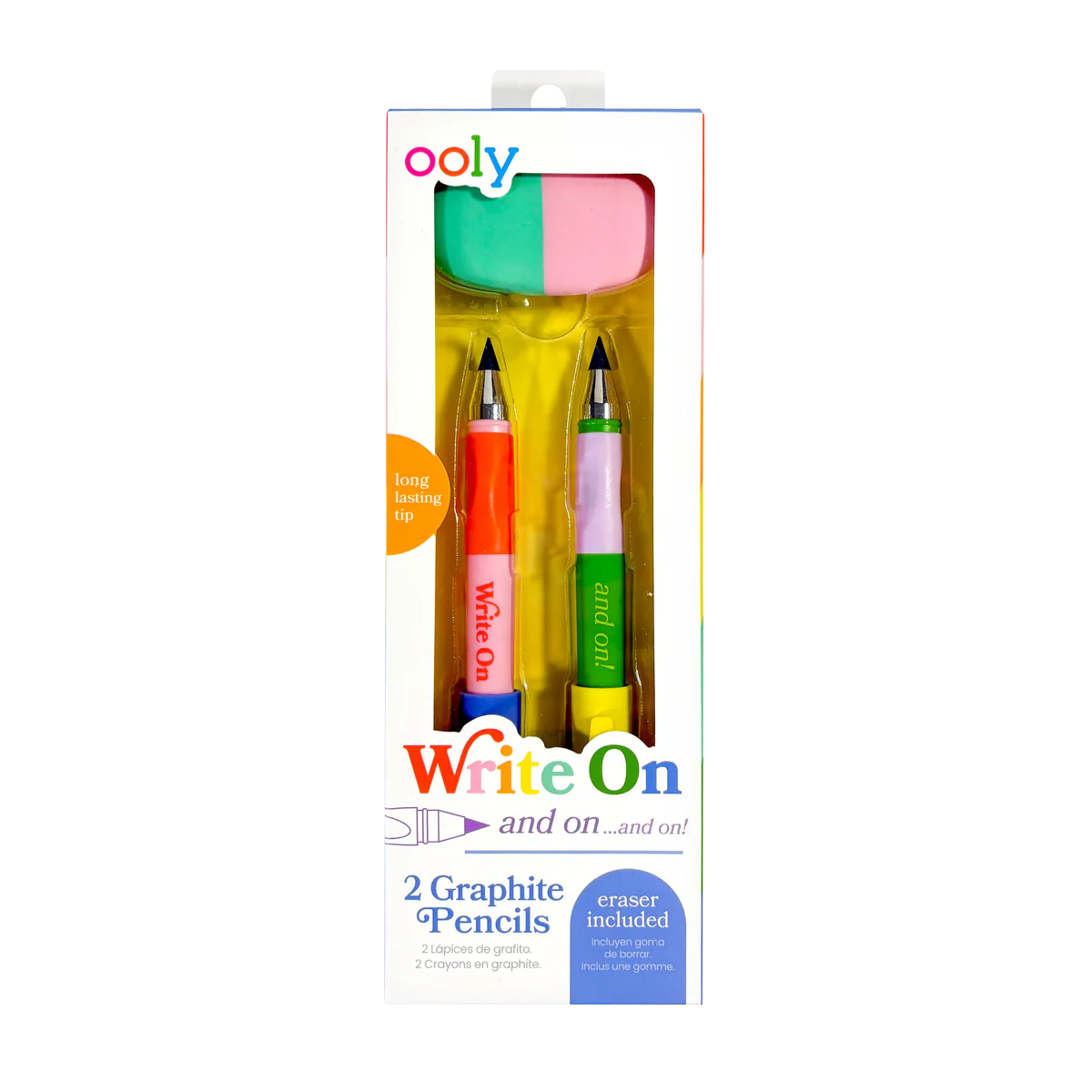 Write On: Graphite Pencils + Eraser (3 Pc Set)