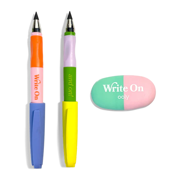 Write On: Graphite Pencils + Eraser (3 Pc Set) - Image 2