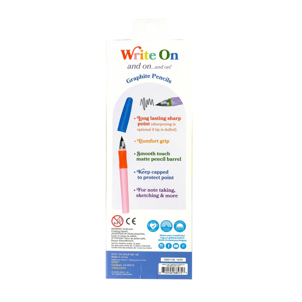 Write On: Graphite Pencils + Eraser (3 Pc Set) - Image 3