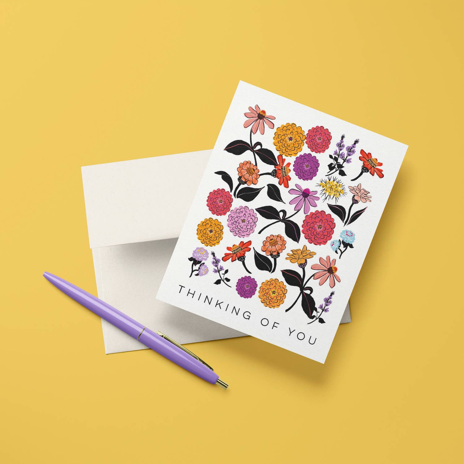 Zinnias Thinking of You Greeting Card - Image 2