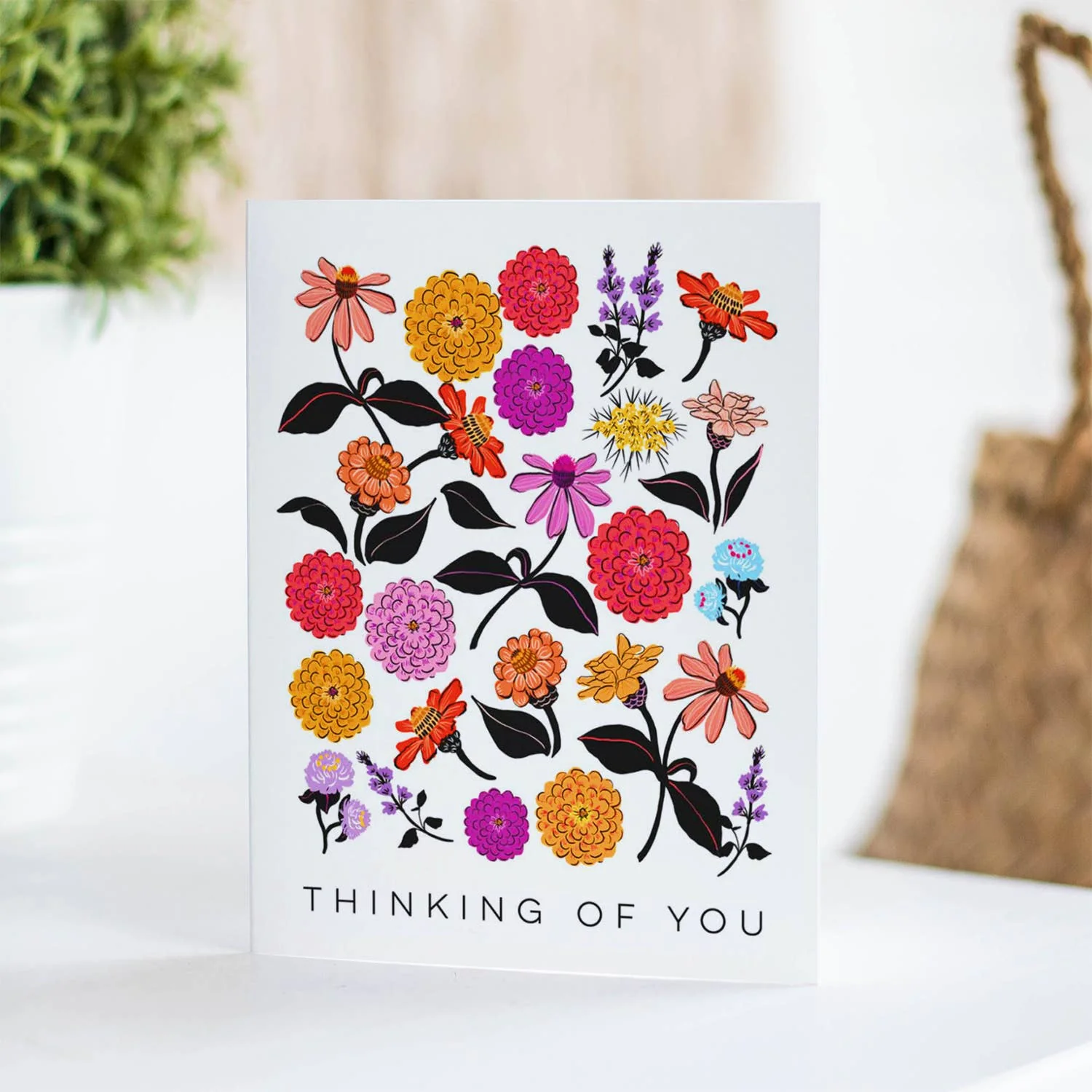 Zinnias Thinking of You Greeting Card - Image 3